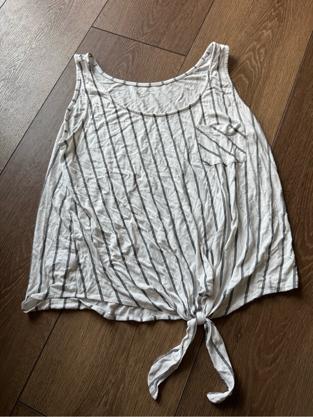 Loft Striped Tie-Front Tank Top - White/Black